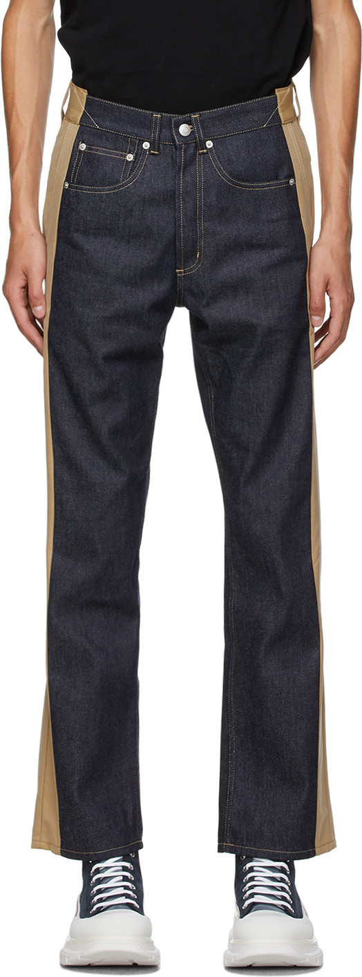 Alexander McQueen - Blue Gabardine Panel Jeans