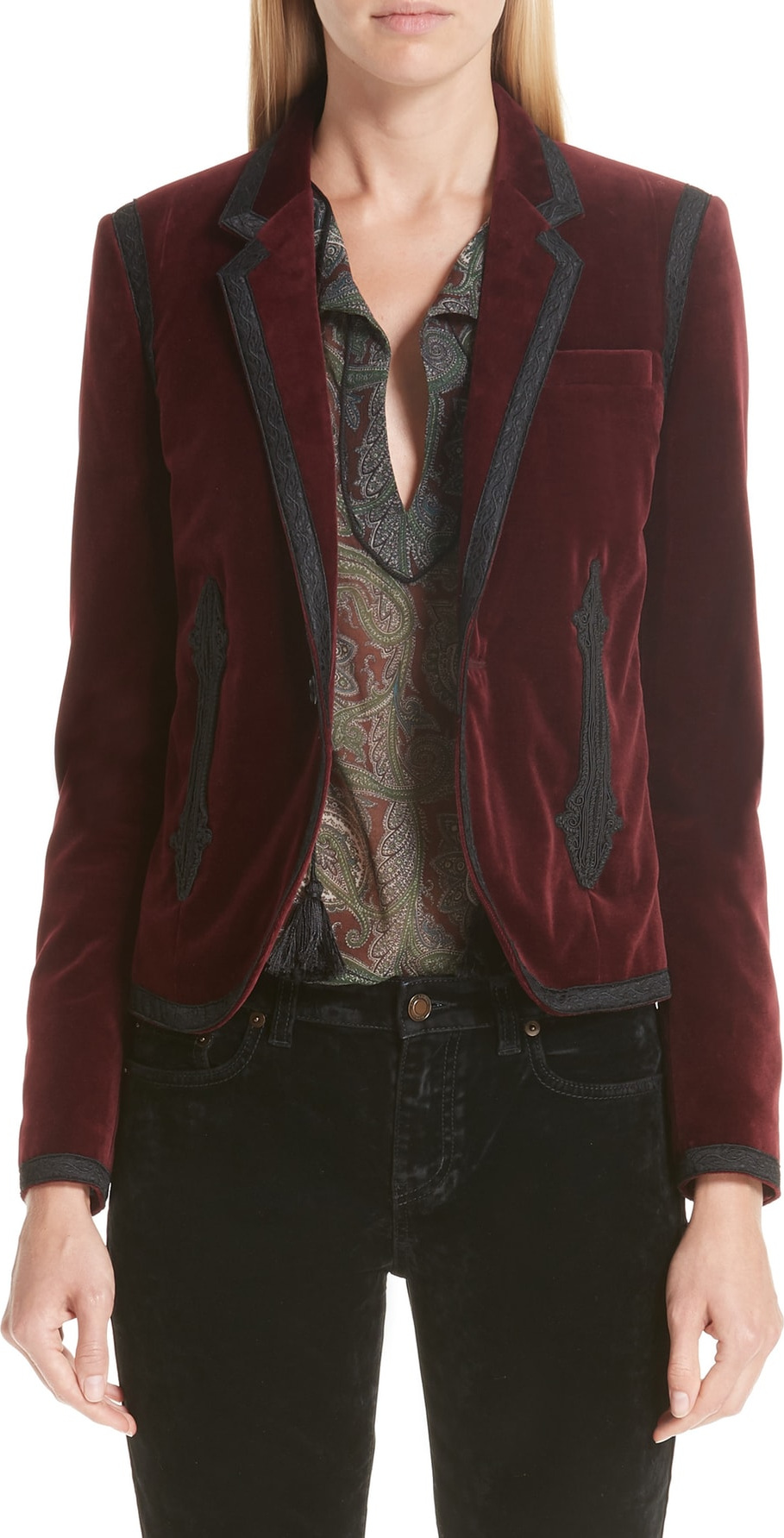 Saint Laurent One-Button Velvet Blazer