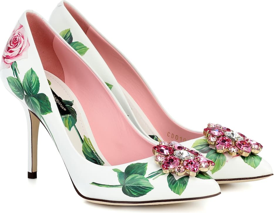 Dolce & Gabbana Embellished floral leather pumps