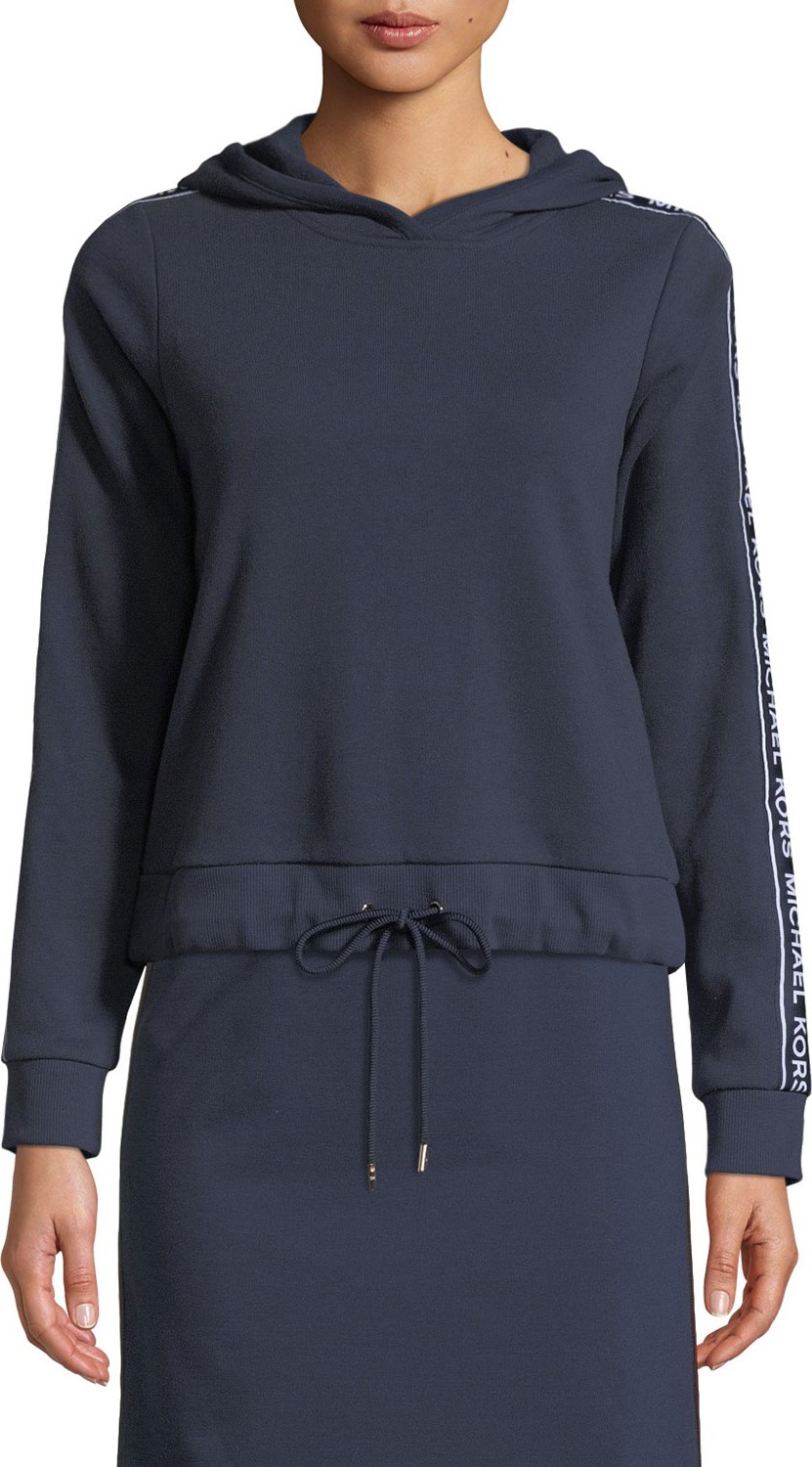 MICHAEL MICHAEL KORS Logo Tape Sleeve Hoodie with Drawstring Hem