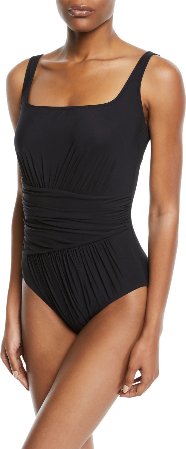 Gottex Vista Shirred Square-Neck One-Piece Swimsuit