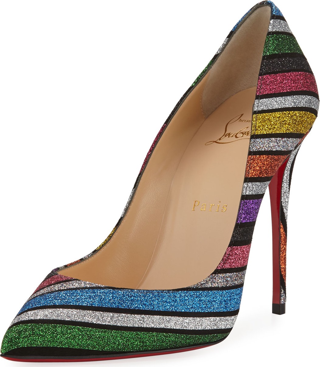 Christian Louboutin Pigalle Follies Striped Red Sole Pumps