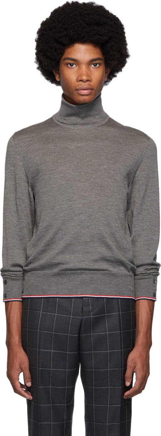 Thom Browne Grey Cashmere Classic Turtleneck