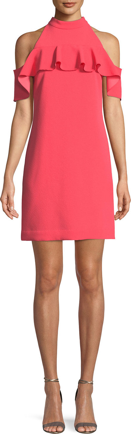 Trina Turk Laelia Ruffle Cold-Shoulder Mini Dress