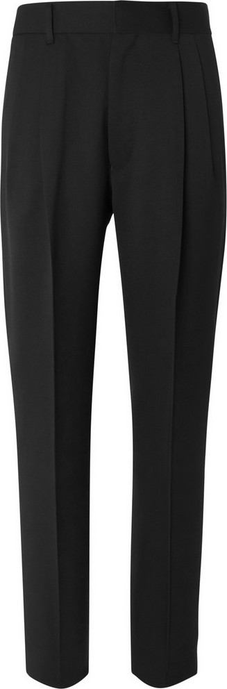 THE ROW Black Eric Pleated Virgin Wool Trousers