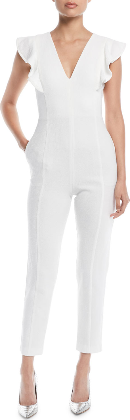 Black Halo Deklyn Cropped Ruffle Jumpsuit