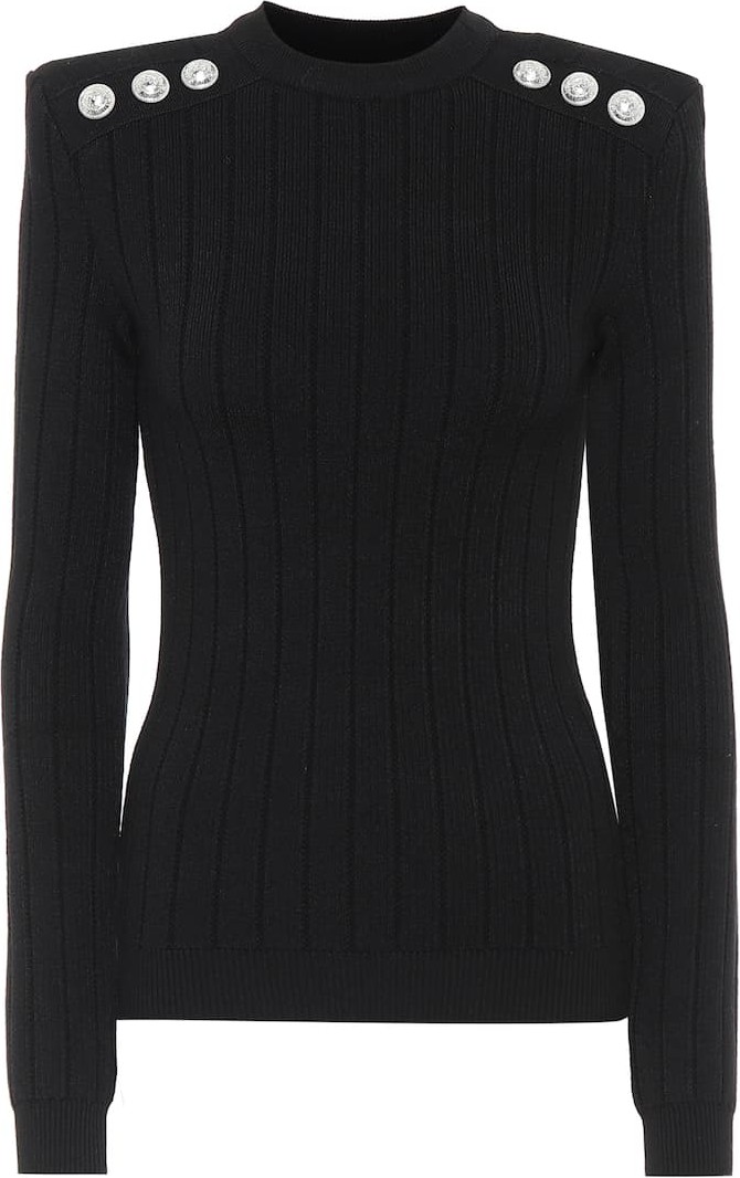 Balmain Embellished wool-blend sweater