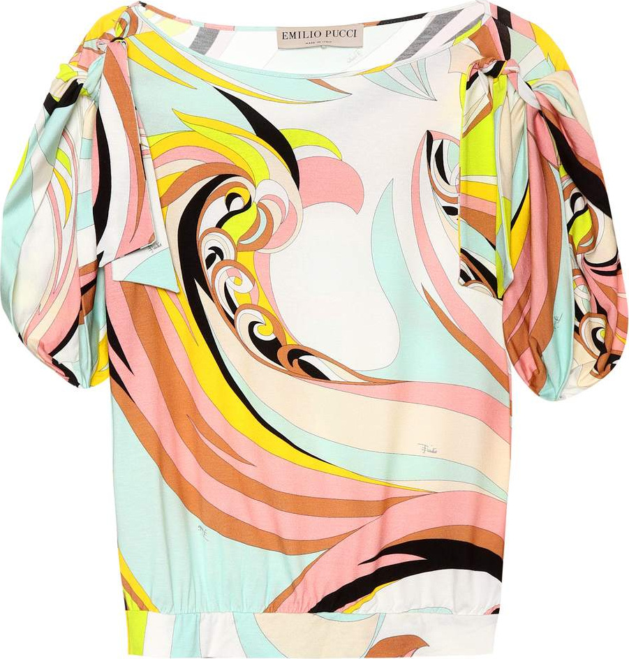 Emilio Pucci Printed ruched-sleeve top
