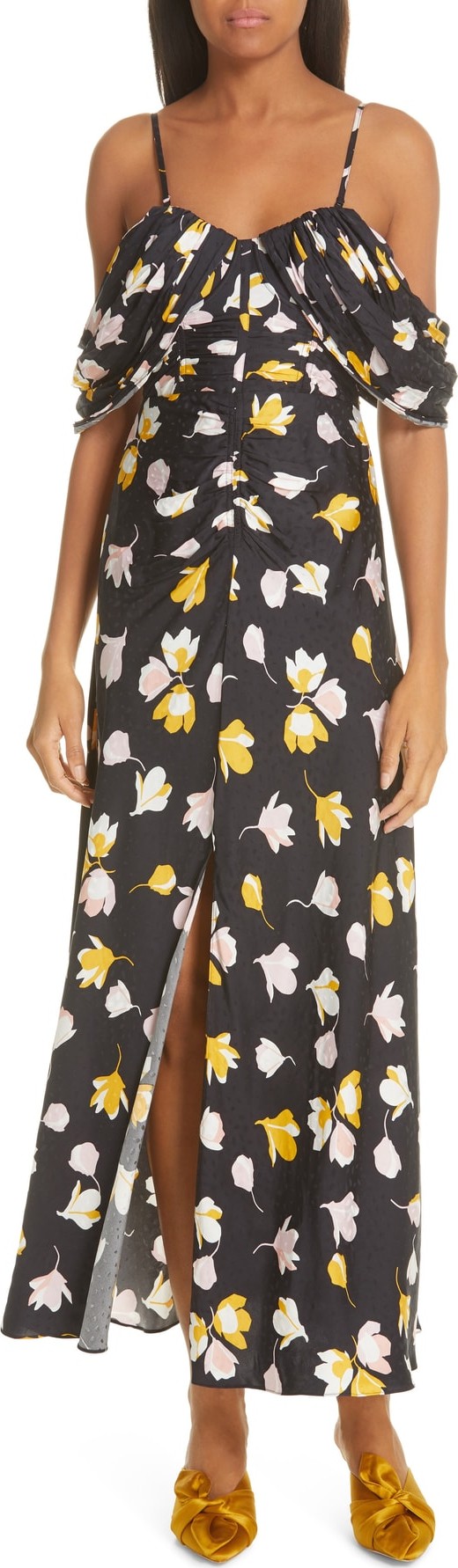 Self Portrait Floral Print Off the Shoulder Maxi Dress