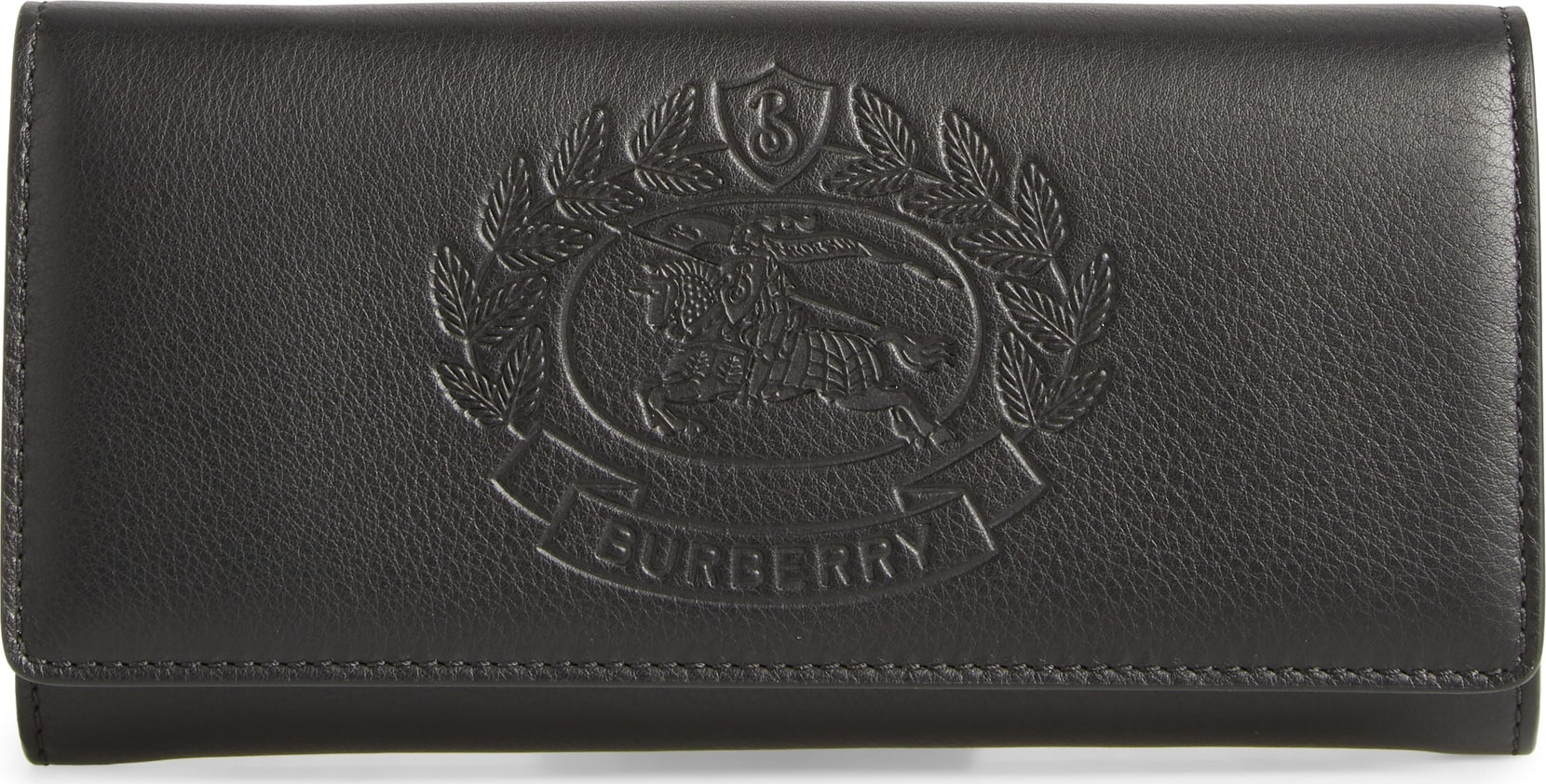 Burberry London England Crest Embossed Leather Clutch