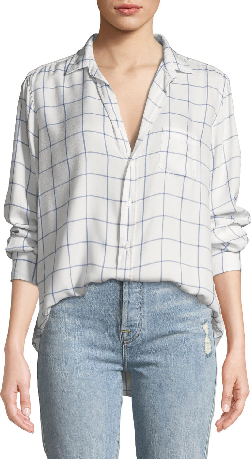 Frank & Eileen Eileen Long-Sleeve Button-Front Windowpane Check-Print Modal Shirt