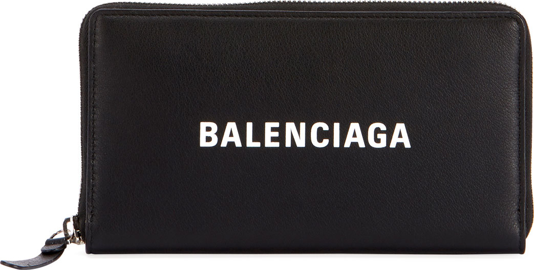 Balenciaga Everyday Large Continental Leather Logo Wallet