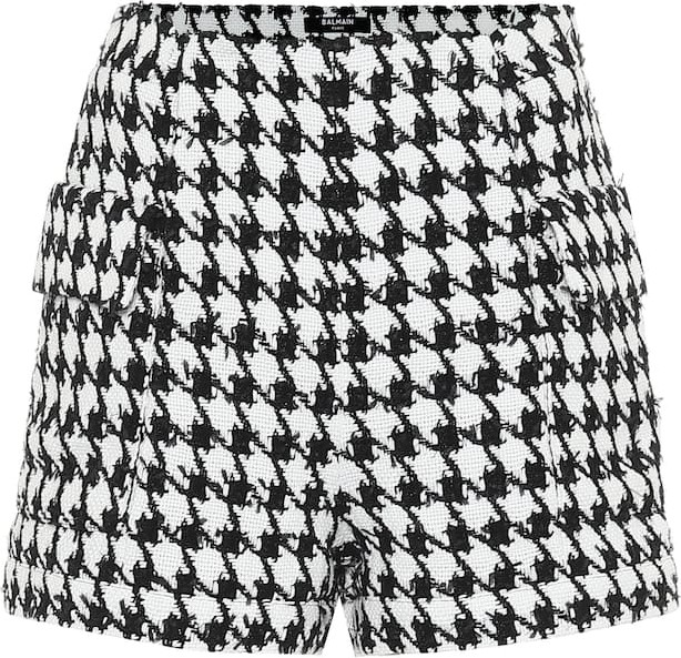 Balmain Houndstooth cotton-blend shorts