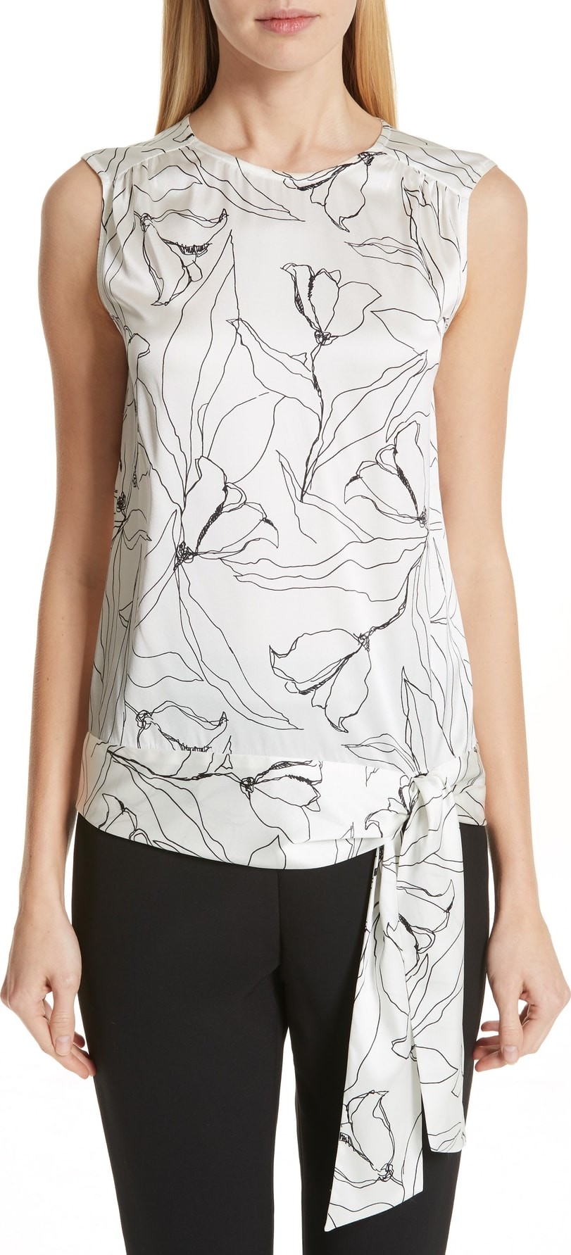 St. John Artisanal Floral Print Top