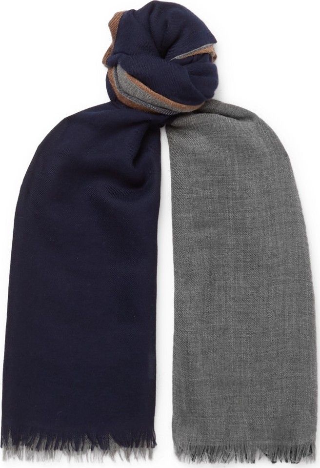 Brunello Cucinelli Colour-Block Cashmere and Silk-Blend Scarf Brunello Cucinelli Colour-Block Cashmere and Silk-Blend Scarf