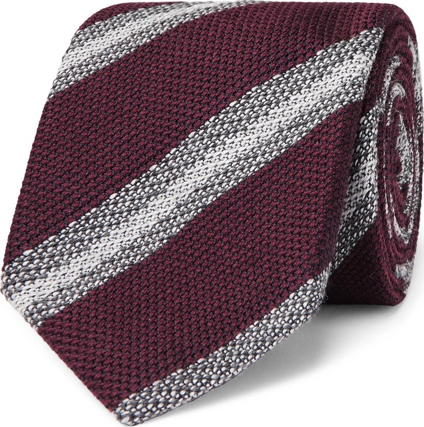 Brioni 8cm Striped Wool and Silk-Blend Tie