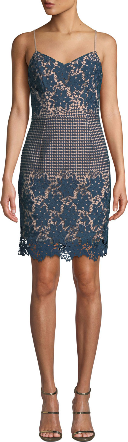 Dress the Population Belle Floral & Dot Lace Mini Dress