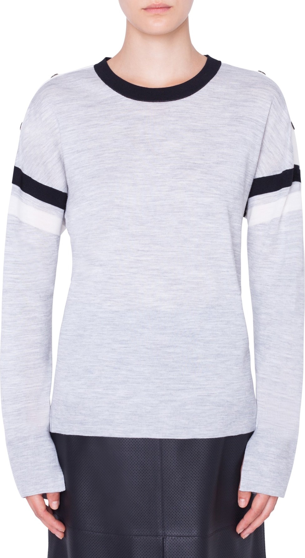 Akris Punto Shoulder Snap Merino Wool Sweater