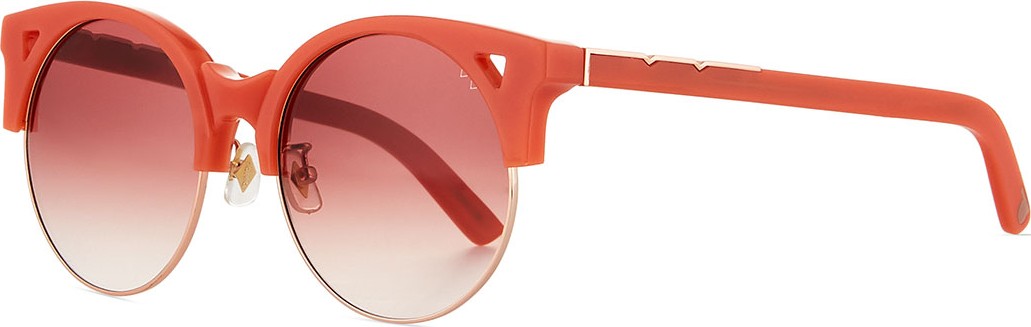 Pared Eyewear Up & At Em Semi-Rimless Round Sunglasses, Coral