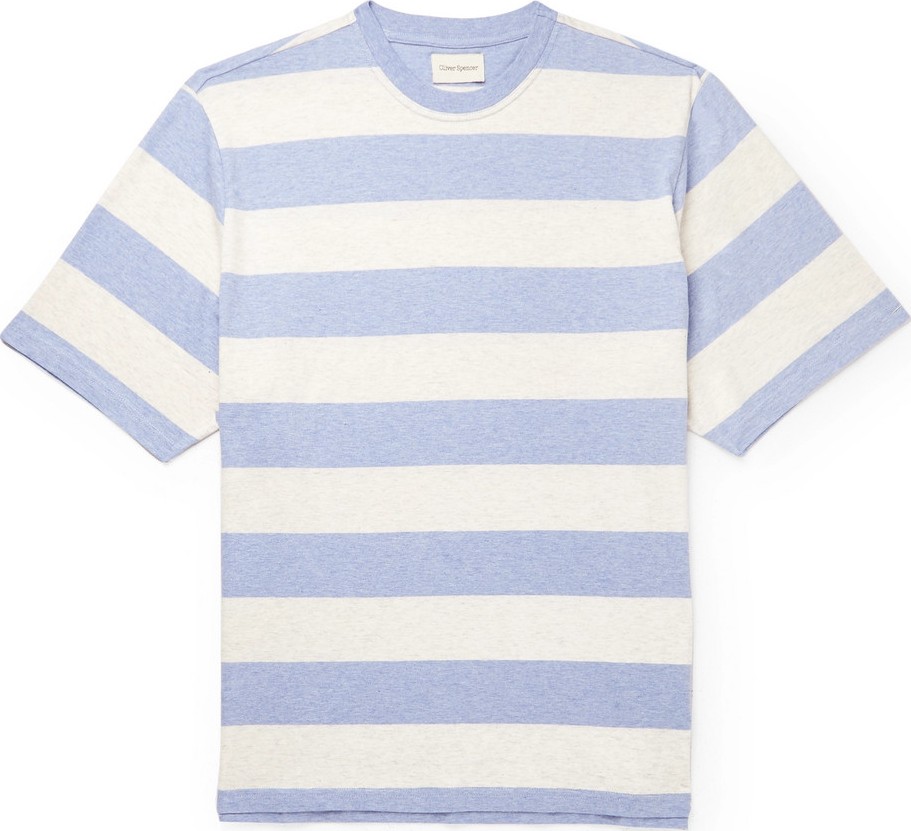 Oliver Spencer Paz Striped Mélange Cotton-Jersey T-Shirt