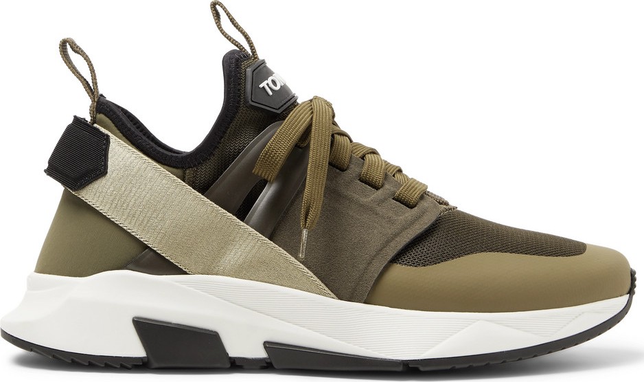 TOM FORD Jago Neoprene, Suede and Mesh Sneakers