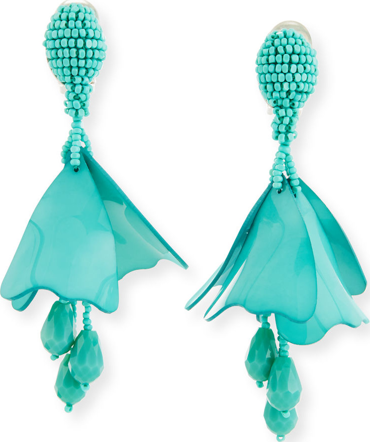 Oscar De La Renta Small Impatiens Flower Drop Earrings