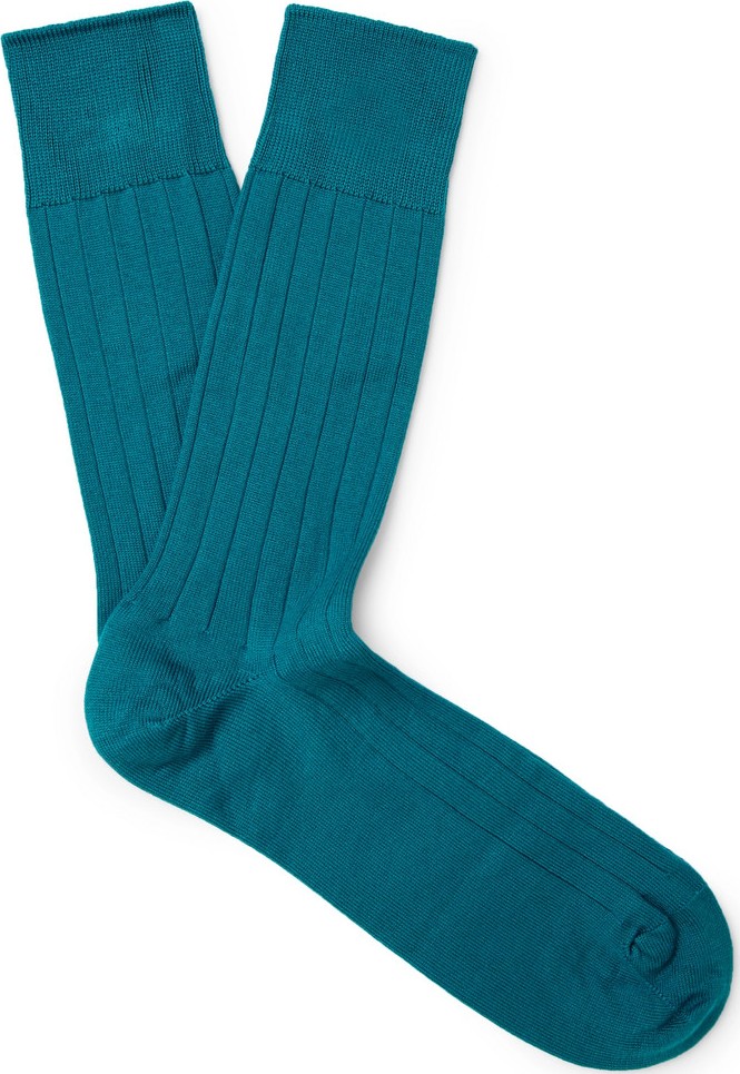 John Smedley Delta Ribbed Sea Island Cotton-Blend Socks