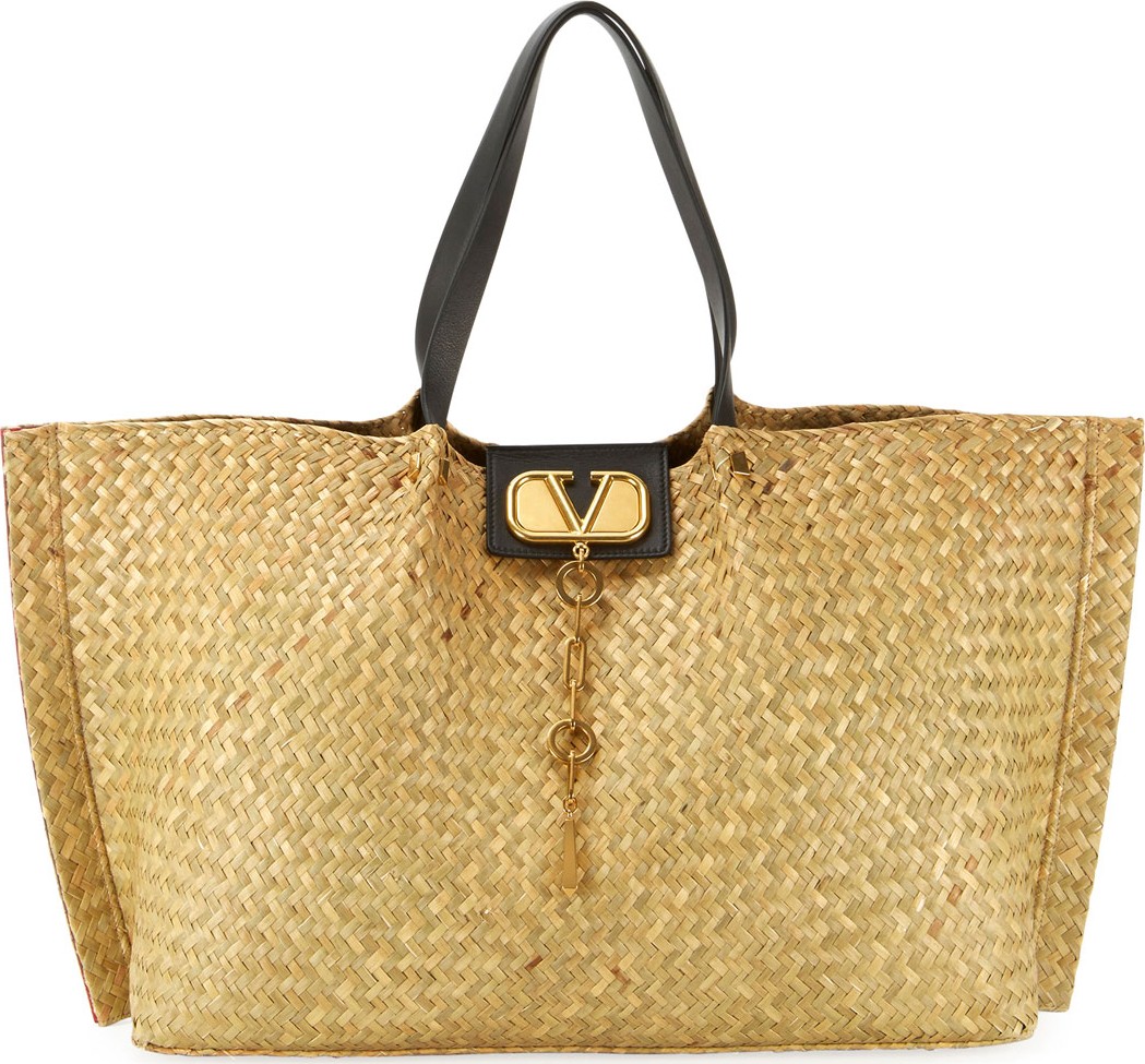 Valentino Go Logo Escape Large Tote Bag  Neutral