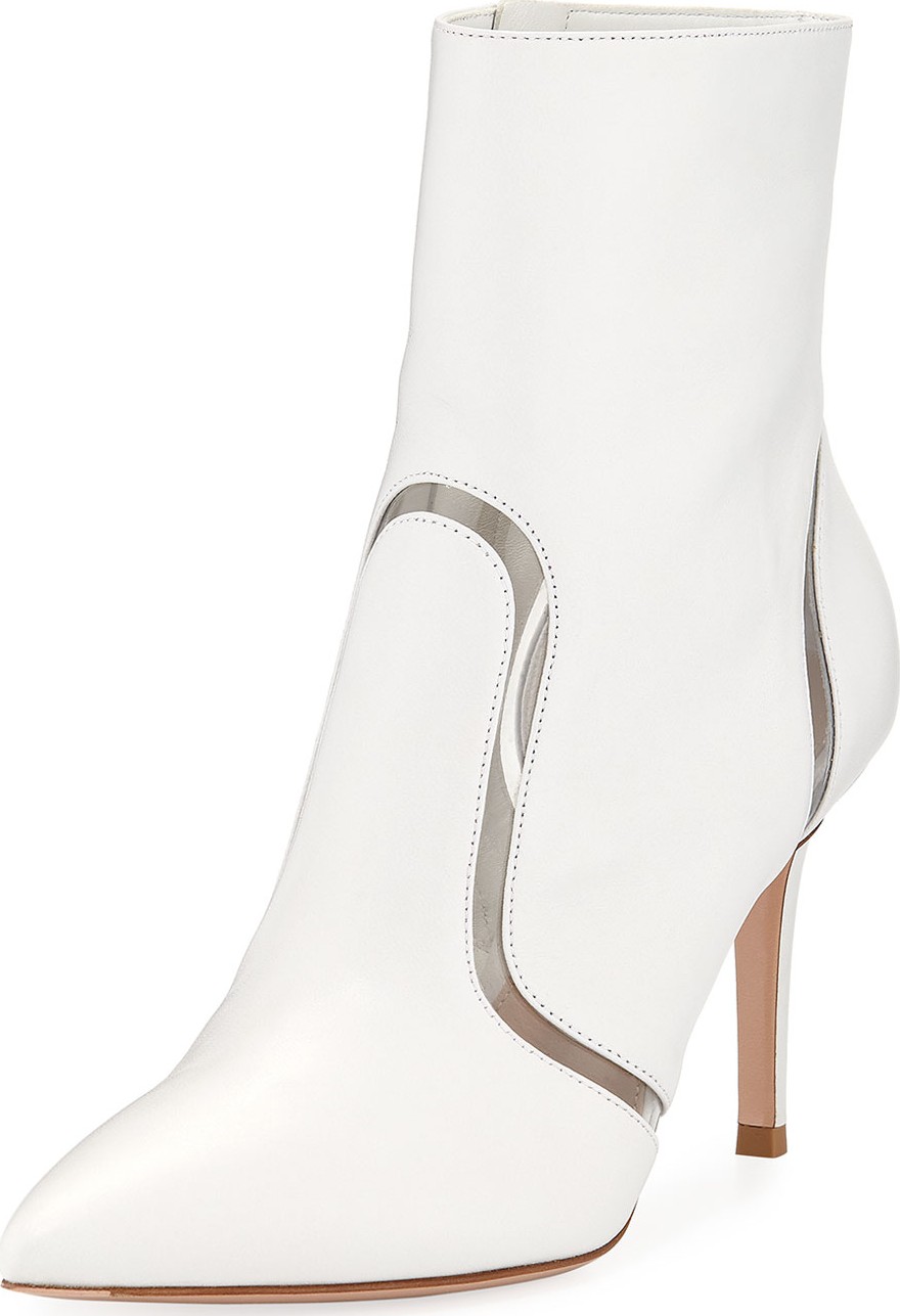 Gianvito Rossi Leather & Vinyl Point-Toe Booties