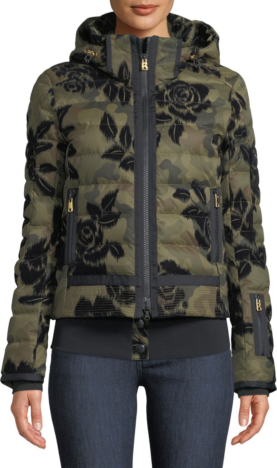 Bogner Muriel Camo & Floral-Print Jacket w/ Removable Hood