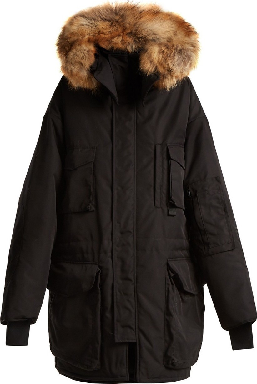 Vetements Bro fur-trimmed double parka
