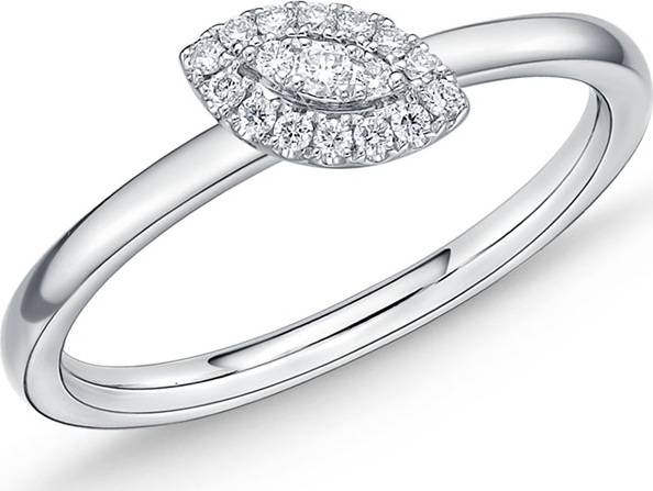 Memoire 18k White Gold Diamond Offset Evil Eye Stack Ring, Size 6.5