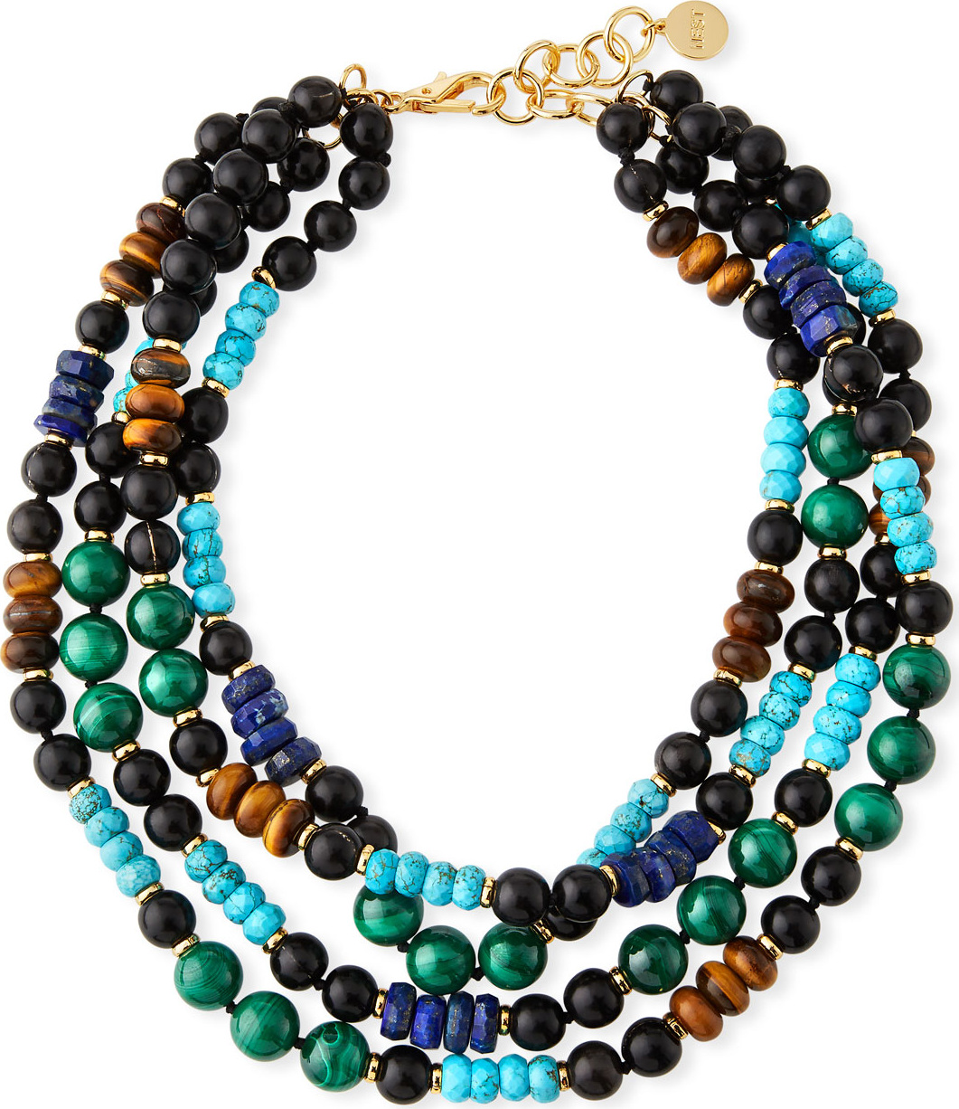 NEST Jewelry Multi-Strand Beaded Necklace with Malachite & Turquoise
