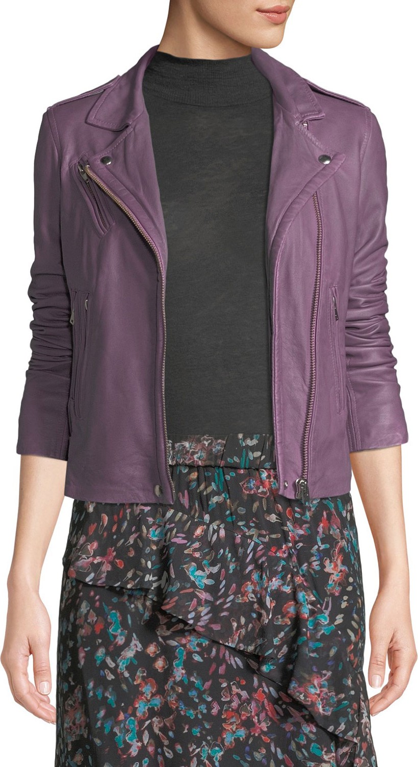 IRO Han Leather Zip-Front Moto Jacket