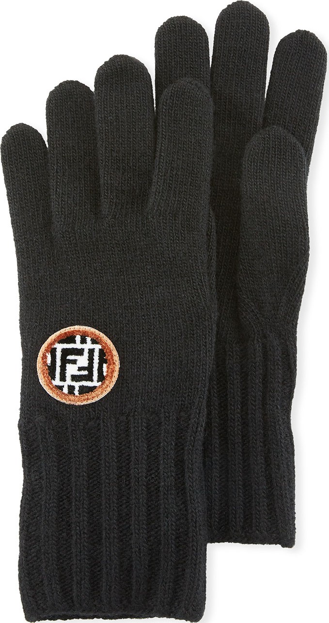 Fendi Wool/Cashmere FF Knit Gloves