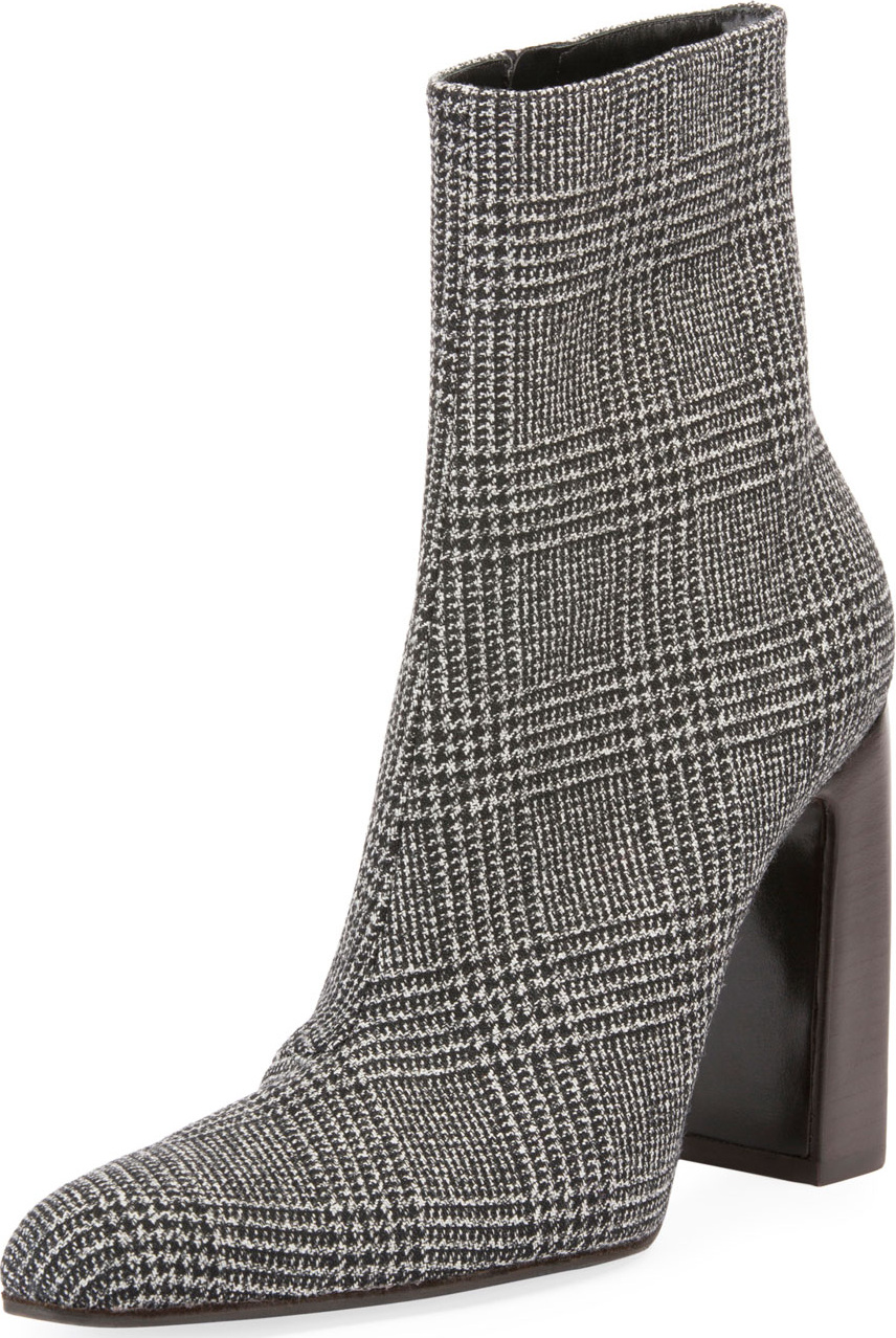 Balenciaga Prince of Wales Plaid Block-Heel Booties