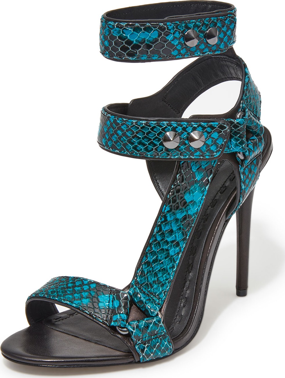 Alice + Olivia Tamryn Strappy Snake-Print Sandals