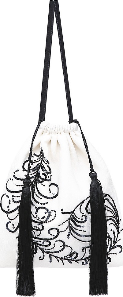 Attico embroidered satin pouch