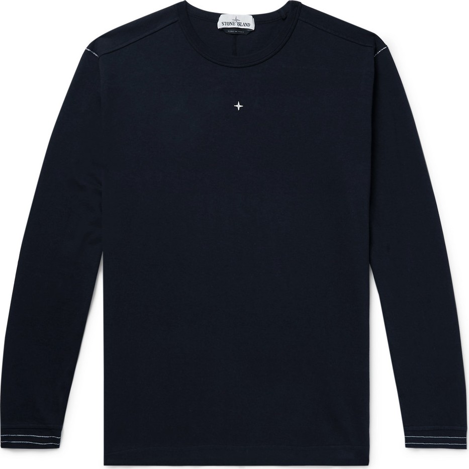 Stone Island Logo-Embroidered Garment-Dyed Cotton-Jersey T-Shirt
