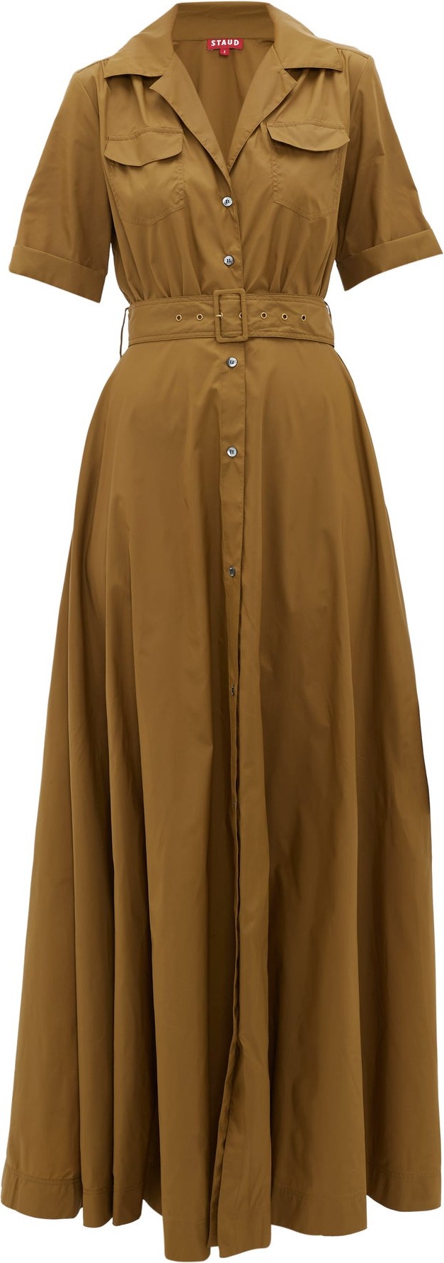 Staud Millie belted recycled-shell maxi shirtdress