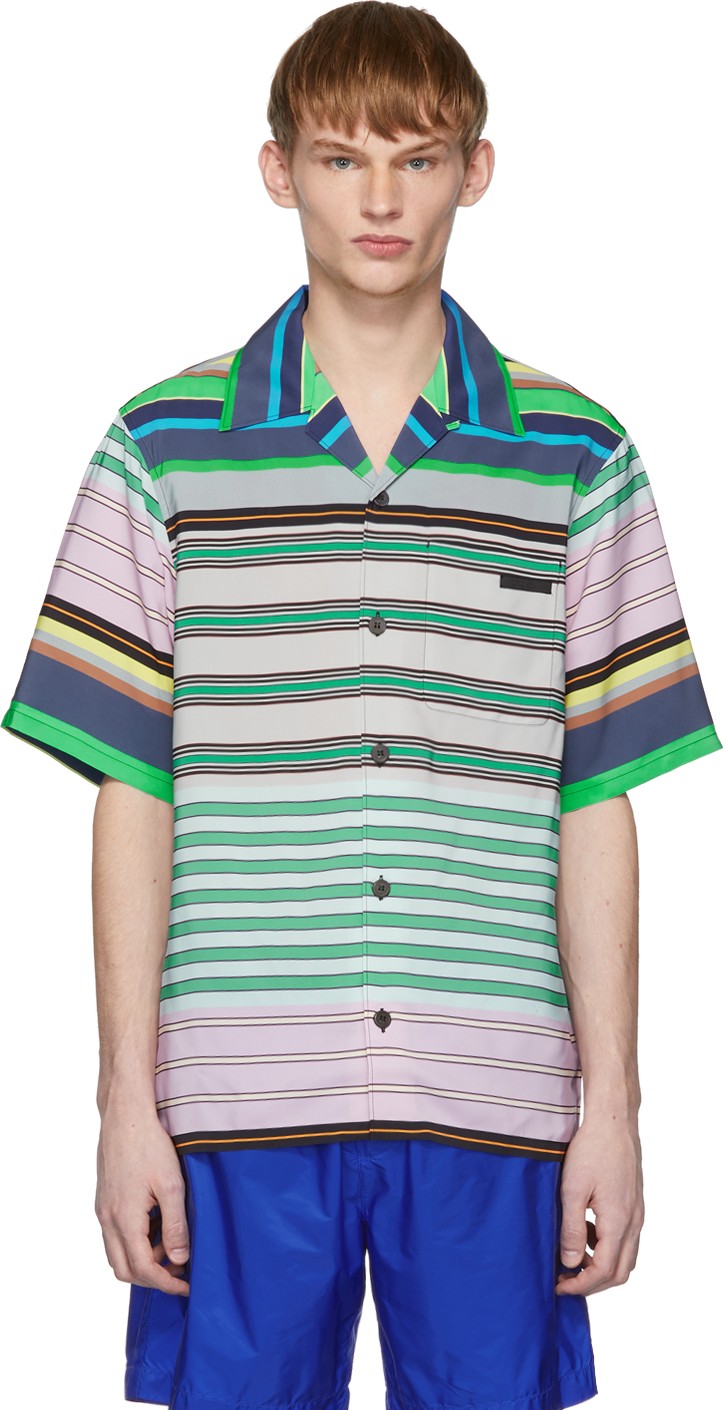 Prada Multicolor Striped Short Sleeve Shirt