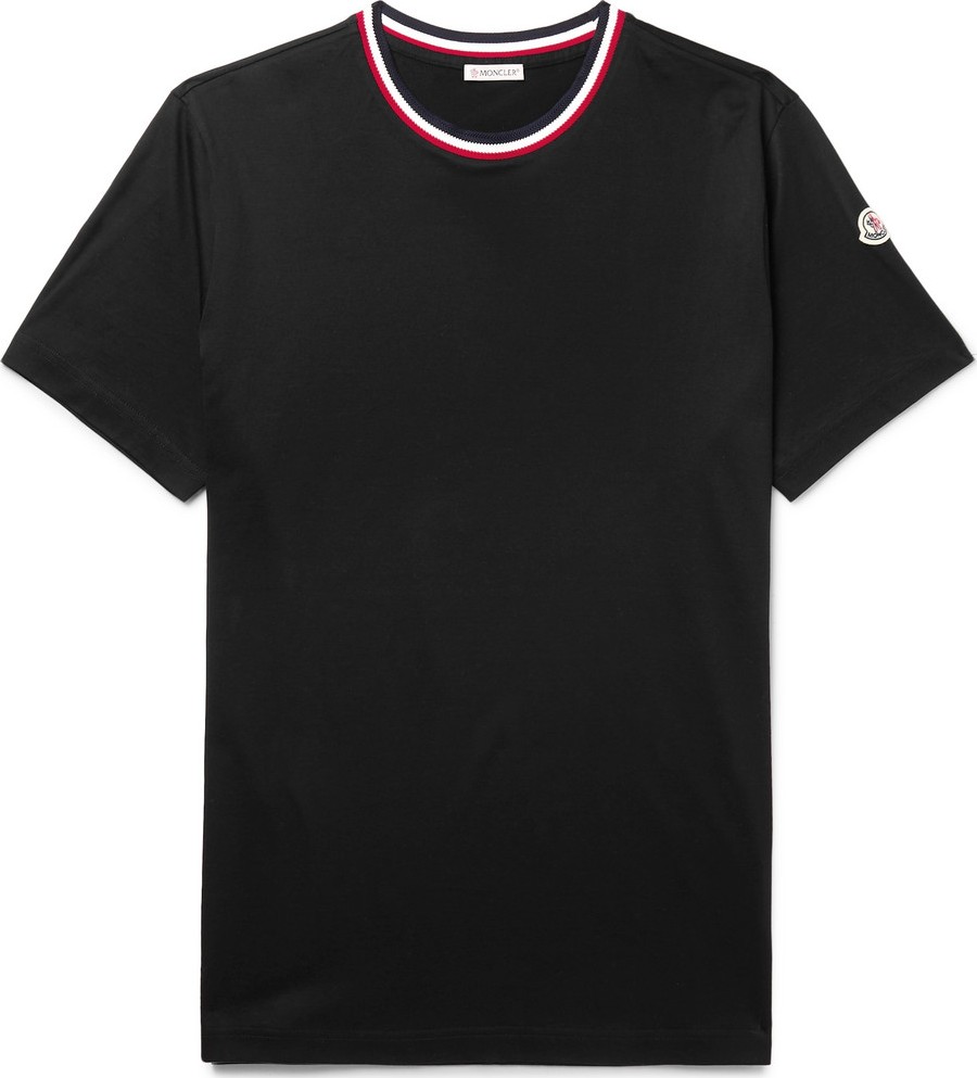 Moncler Logo-Appliquéd Stripe-Trimmed Cotton-Jersey T-Shirt