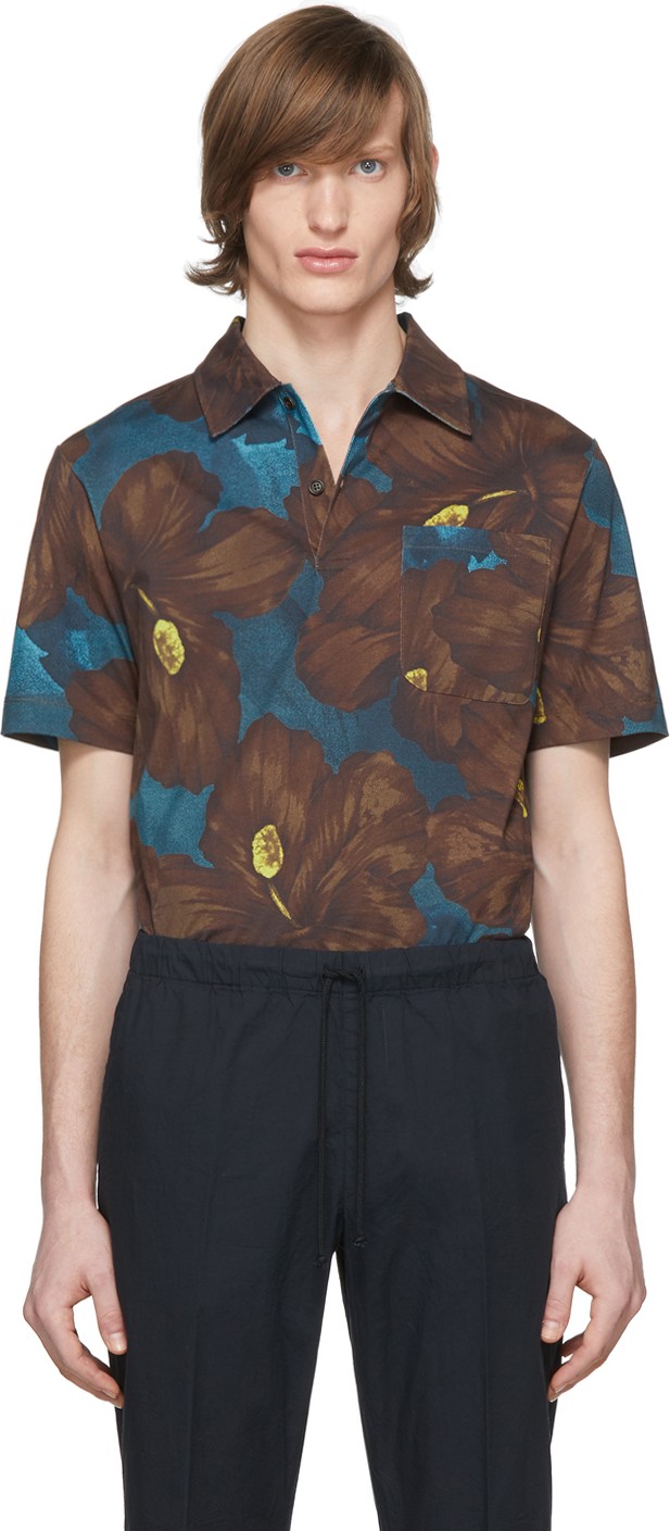 Dries Van Noten Blue & Brown Hadler Polo