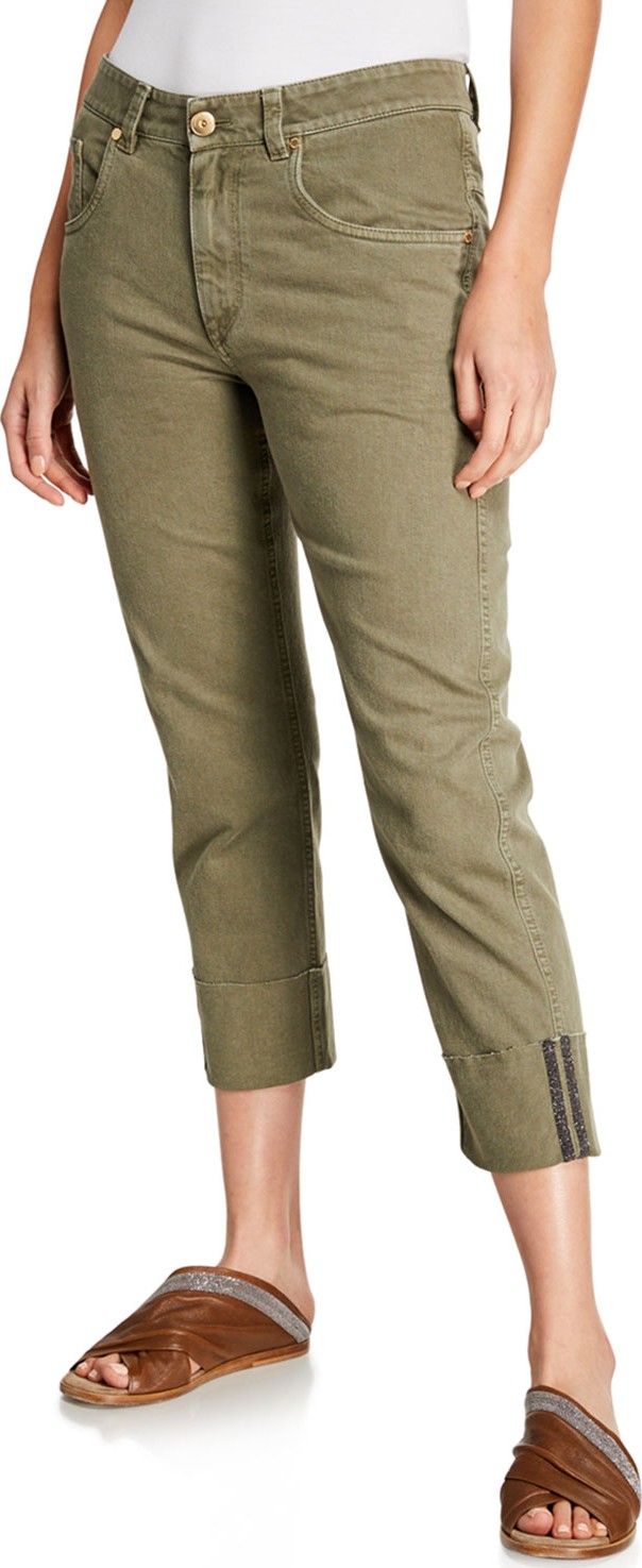 Brunello Cucinelli Monili-Trimmed Straight-Leg Jeans