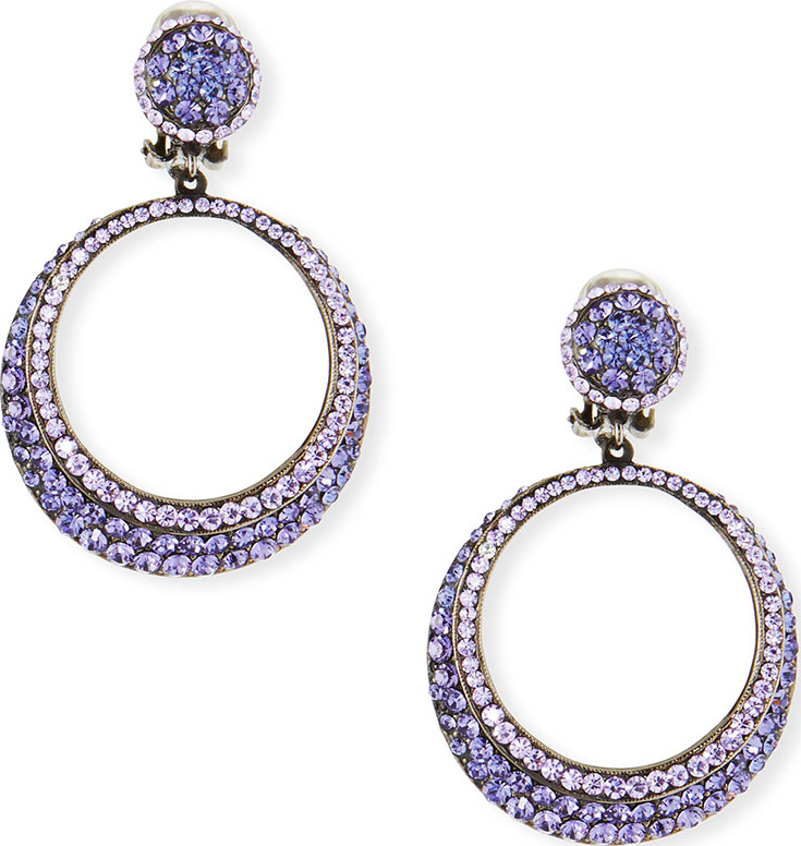 Jose & Maria Barrera Pave Hoop Clip Earrings