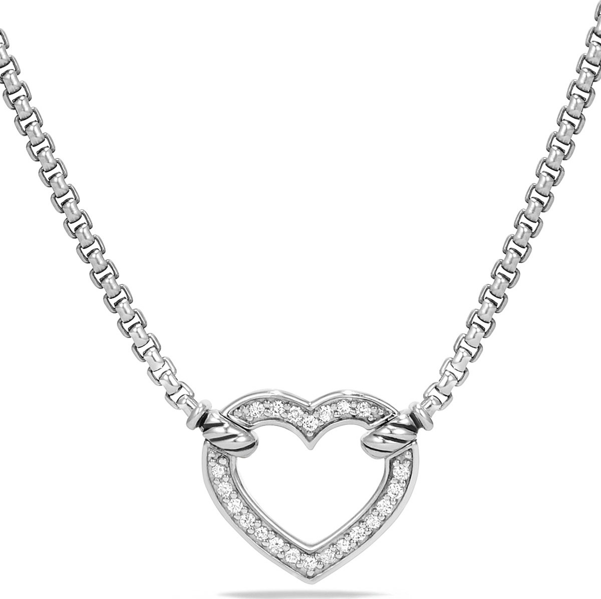 David Yurman Valentine Hearts Diamond Station Necklace
