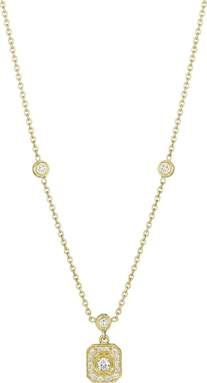Penny Preville 18k Gold Octagonal Diamond Pendant Necklace