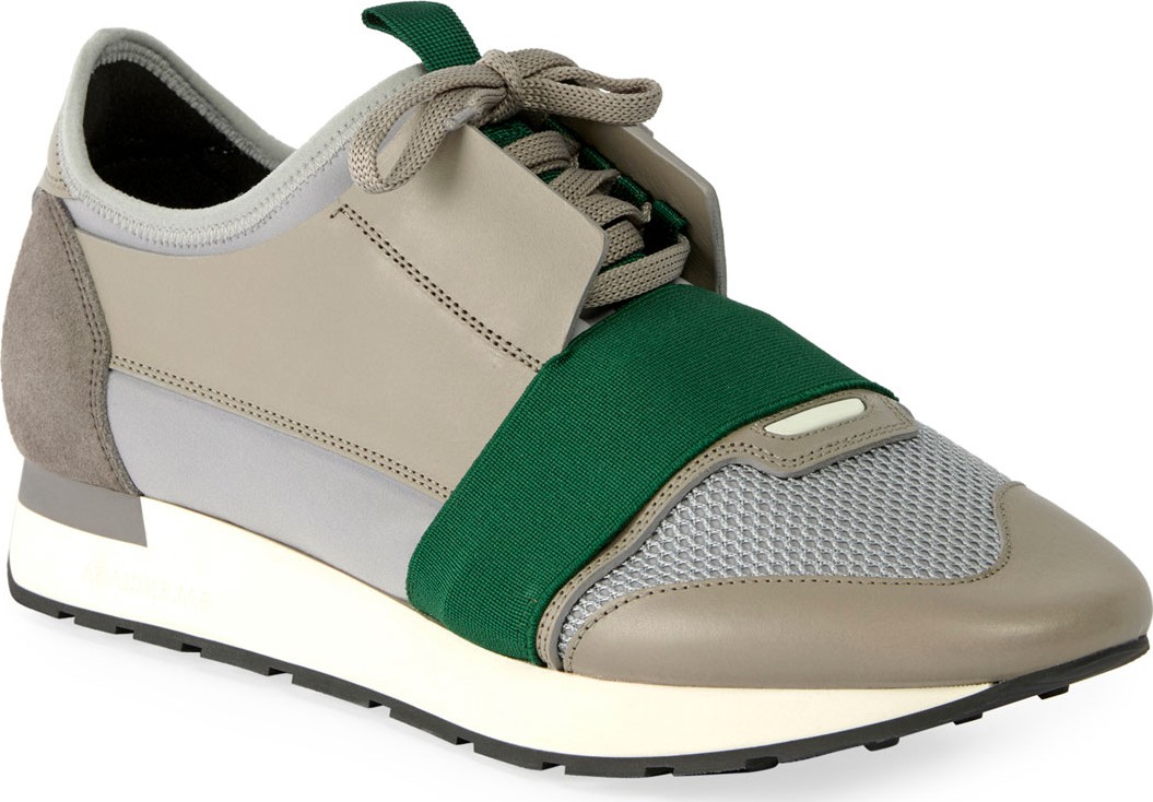 Balenciaga Men's Race Runner Mesh & Leather Sneakers Balenciaga Men's Race Runner Mesh & Leather Sneakers