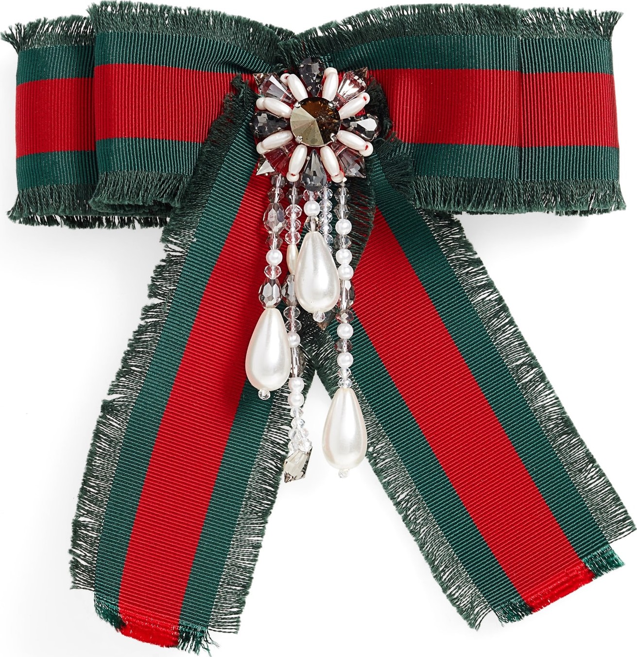 Gucci Faux Pearl & Crystal Brooch