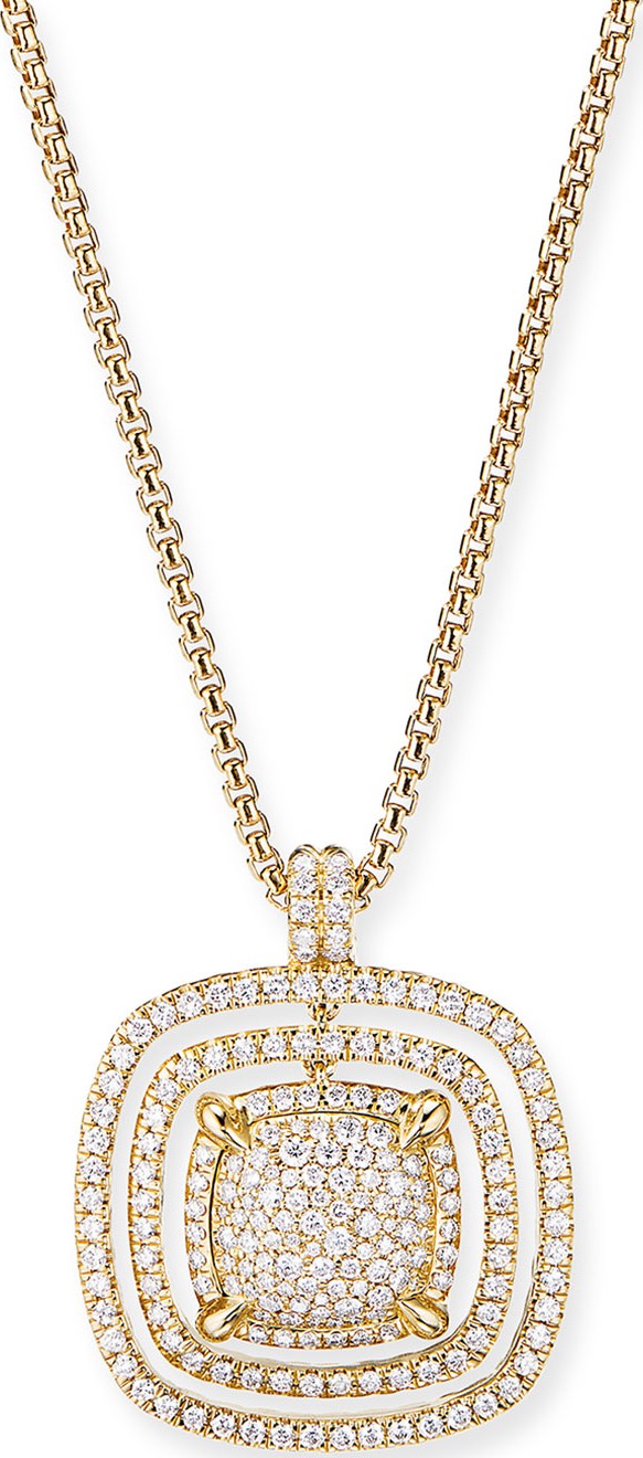 David Yurman Chatelaine 18k Full Diamond Pave Pendant Necklace